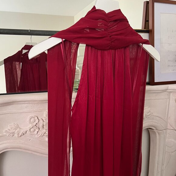 open back dress cape mango Mango Open Back Capelet Satin Maxi Dress In Turquoise